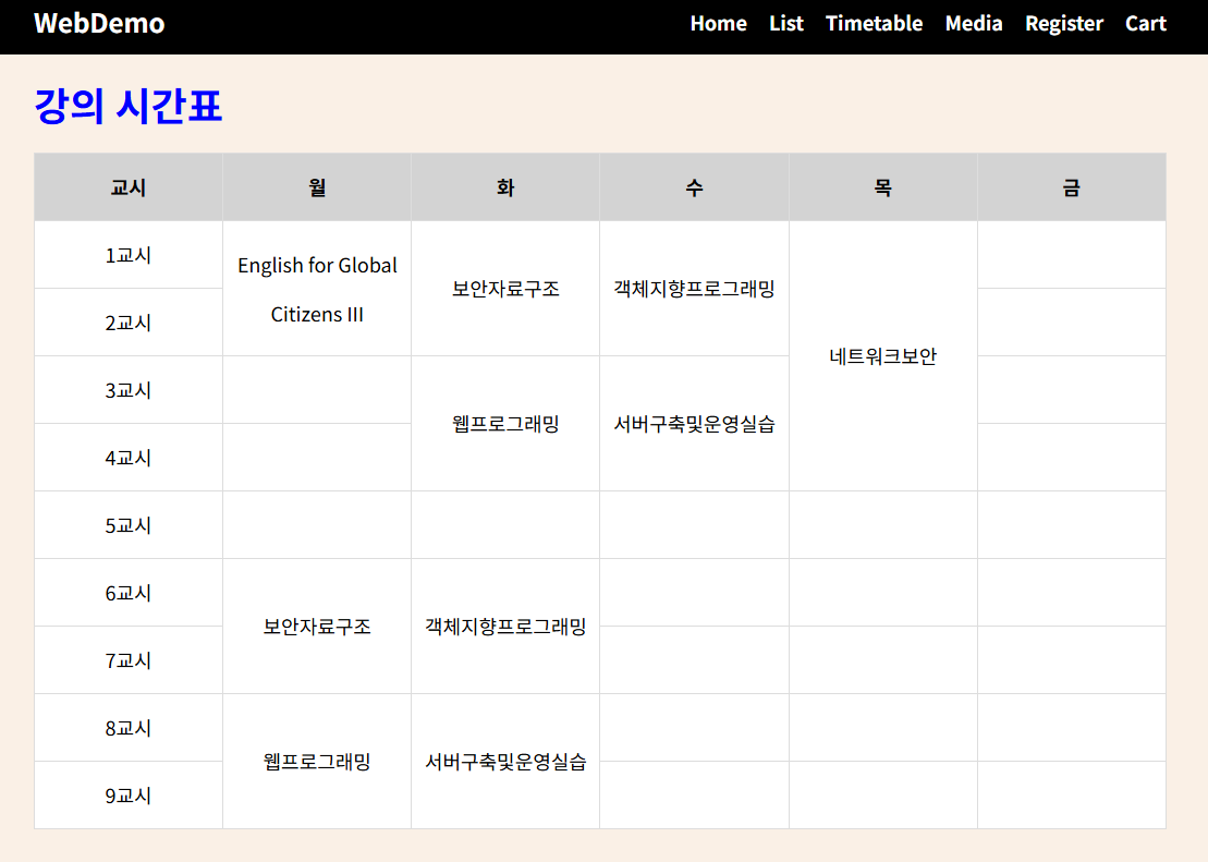 Timetable
